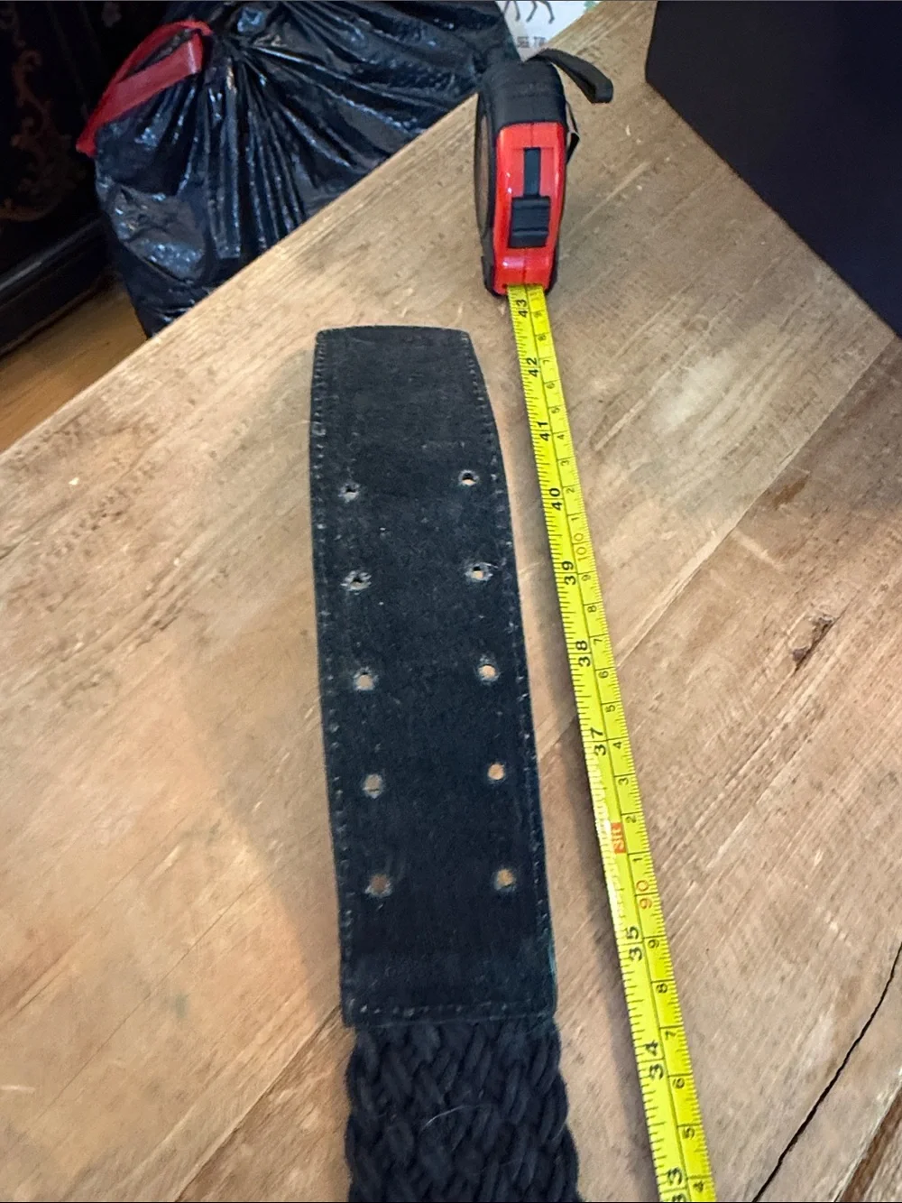 Black Braided Men's Belt with Antique Brass Buckle